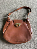 Pre Loved Salvatore Ferragamo Brown Leather Gancini Shoulder Hobo Bag As Is
