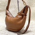 Salvatore Ferragamo Gancini Shoulder Bag Handbag Hobo Leather Camel Brown Used